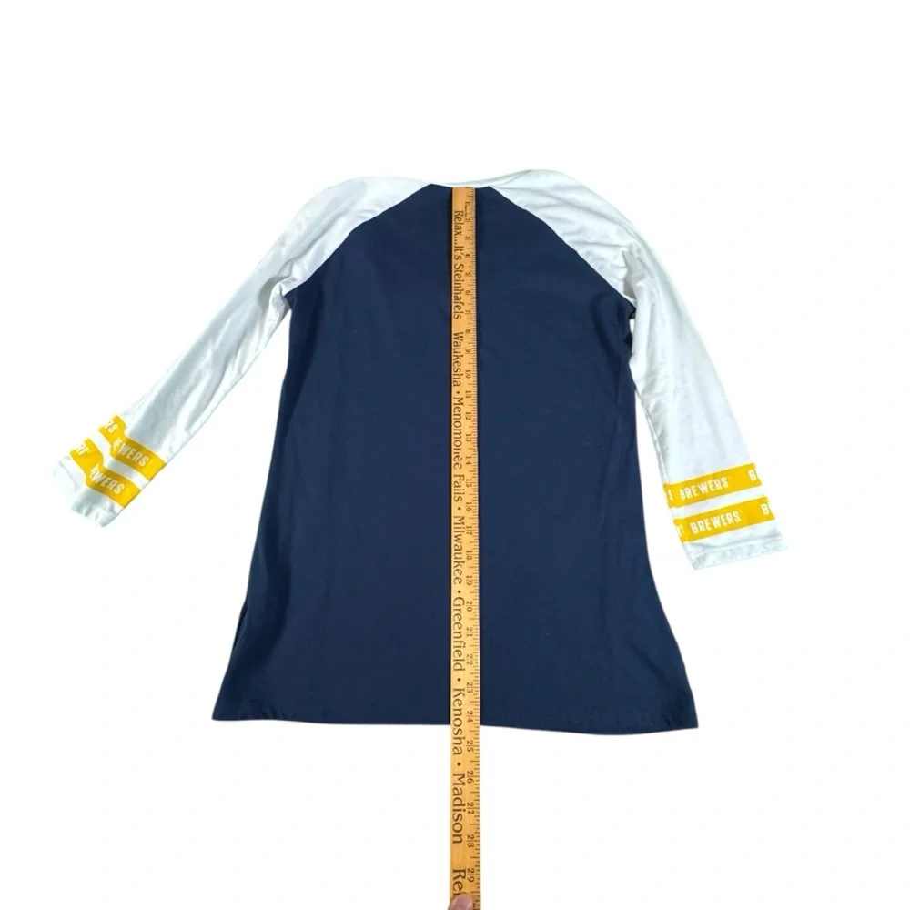 Milwaukee Brewers Womens Small Raglan Baseball Shirt MLB Genuine 3/4 Sleeve - Picture 9 of 11